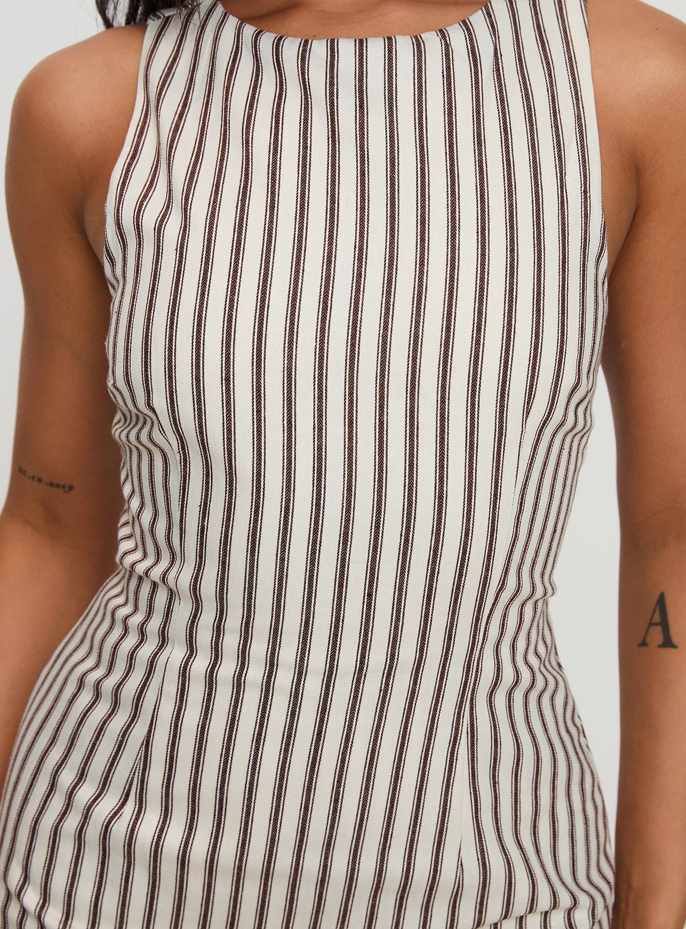 | Pinstripe Sleeveless Mini Dress