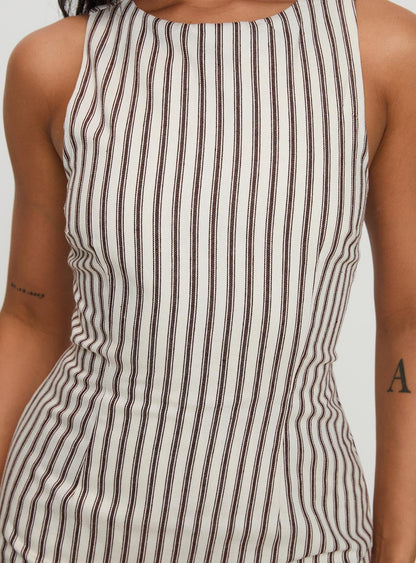 | Pinstripe Sleeveless Mini Dress