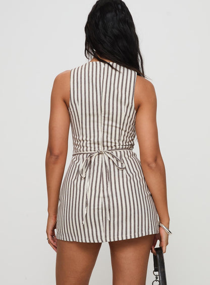 | Pinstripe Sleeveless Mini Dress