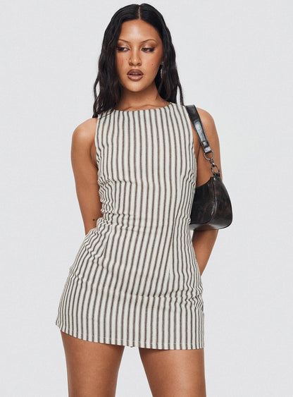 | Pinstripe Sleeveless Mini Dress