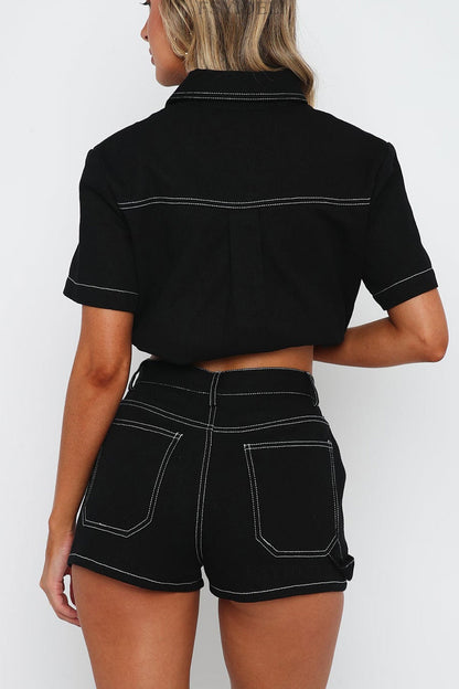 Vintage Cargo Shirt Shorts Set