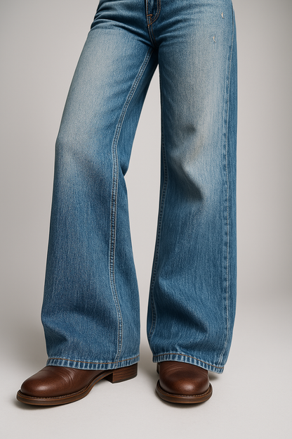 High Waist Wide Leg Denim Jeans | Regular Fit