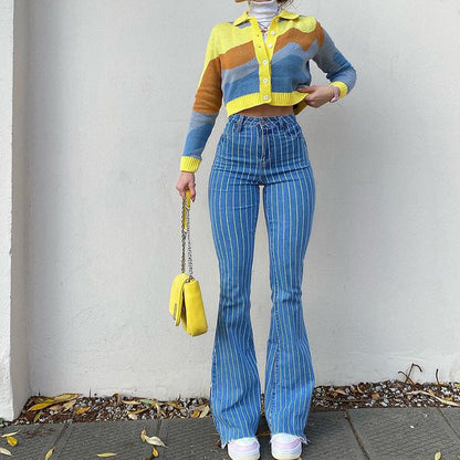 Julia Fashion - Vintage Stripe Jean Streetwear