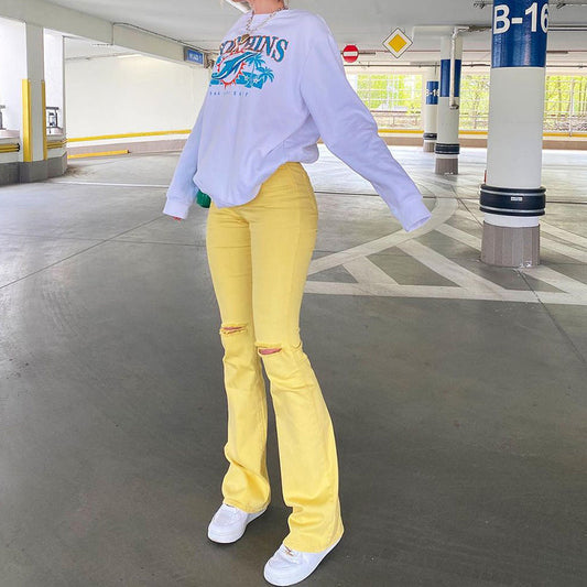 Julia Fashion - Vintage Stripe Jean Streetwear
