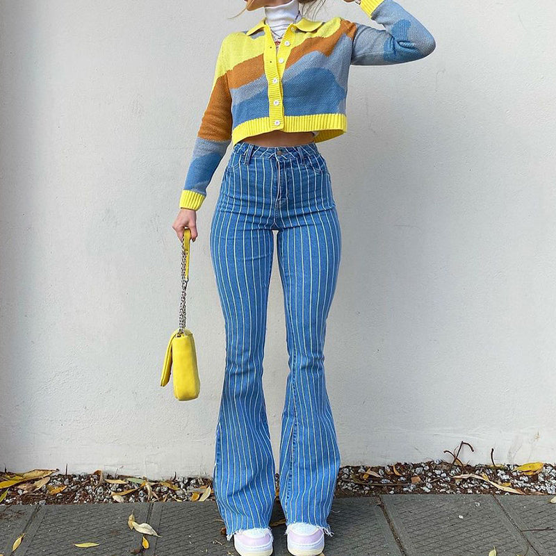 Julia Fashion - Vintage Stripe Jean Streetwear