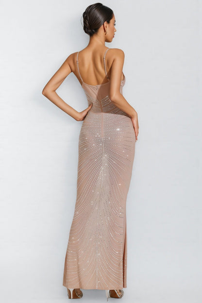 Artemis Apricot Maxi Sequins Maxi Dress