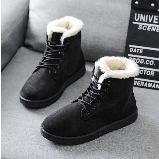 Casual Suede Winter Flat Ankle Boots with for Women | Ideal for Winter