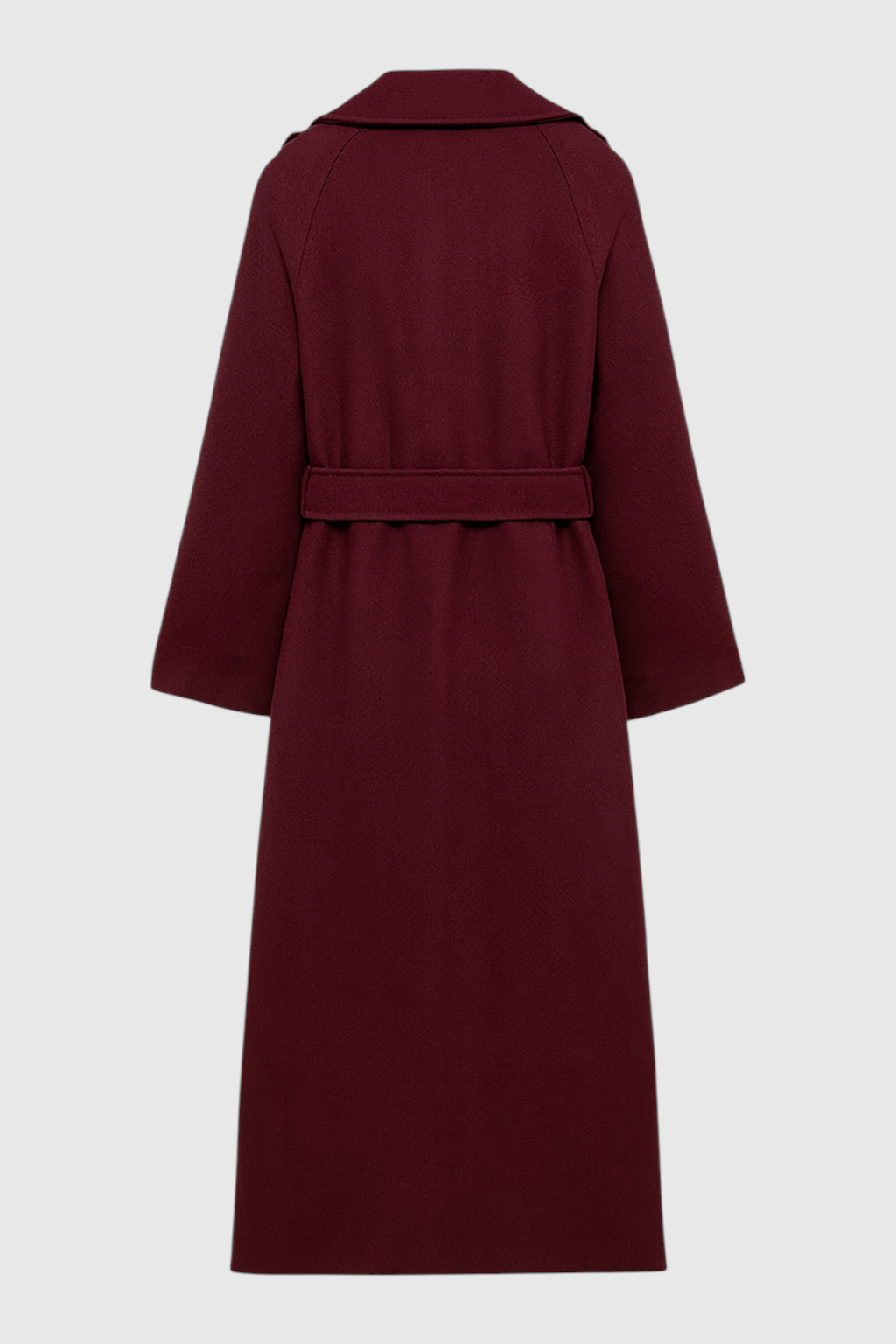 Maison Wool Blend Belted Long Coat | Double Breasted Relaxed Fit