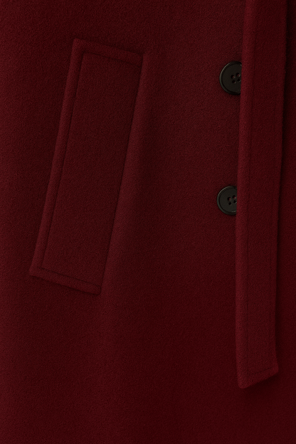 Maison Wool Blend Belted Long Coat | Double Breasted Relaxed Fit