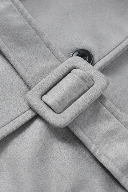 Long Double-Breasted Trench Coat | Wide-Waist Belt