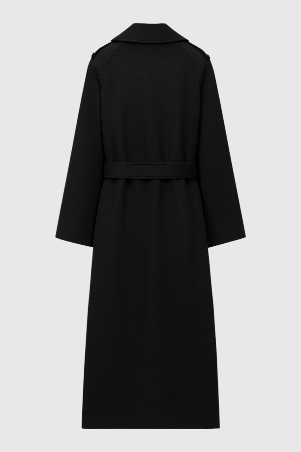 Maison Belted Long Trench Coat | Double Breasted, A-Line Fit