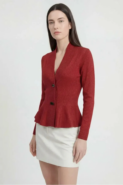 Maison Lightweight Shawl Collar Knit Cardigan | Peplum Hem | Regular Fit