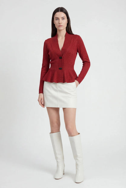 Maison Lightweight Shawl Collar Knit Cardigan | Peplum Hem | Regular Fit