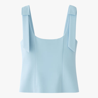 Maison Structured Cami Top | Square Neck Bow Detail Slim Fit