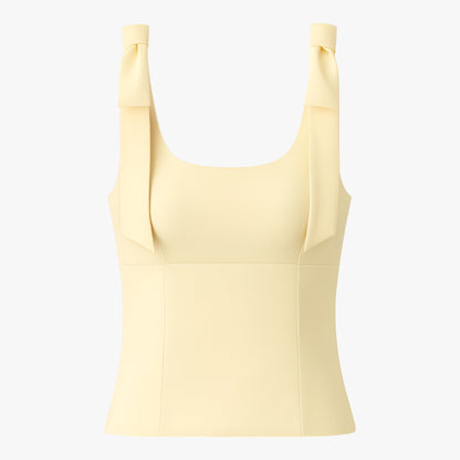 Maison Structured Cami Top | Square Neck Bow Detail Slim Fit