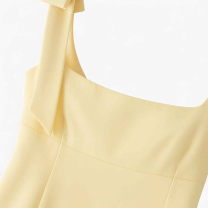 Maison Structured Cami Top | Square Neck Bow Detail Slim Fit