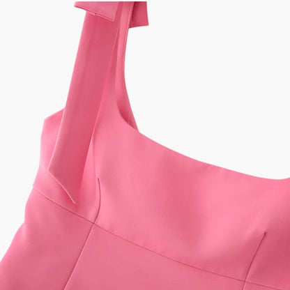 Maison Structured Cami Top | Square Neck Bow Detail Slim Fit