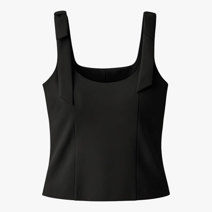 Maison Structured Cami Top | Square Neck Bow Detail Slim Fit Tank