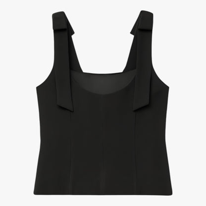 Maison Structured Cami Top | Square Neck Bow Detail Slim Fit Tank