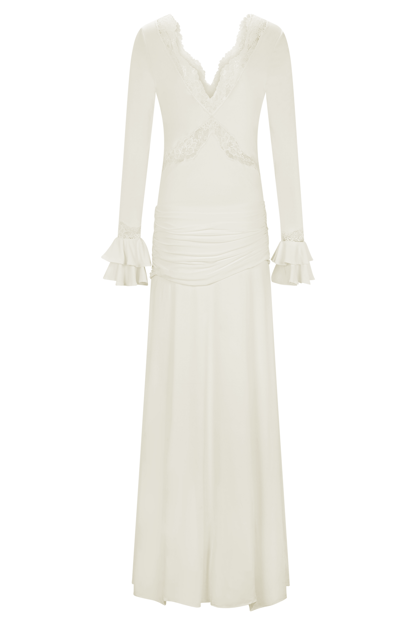 Lace Splicing Jersey Frill Maxi Dress