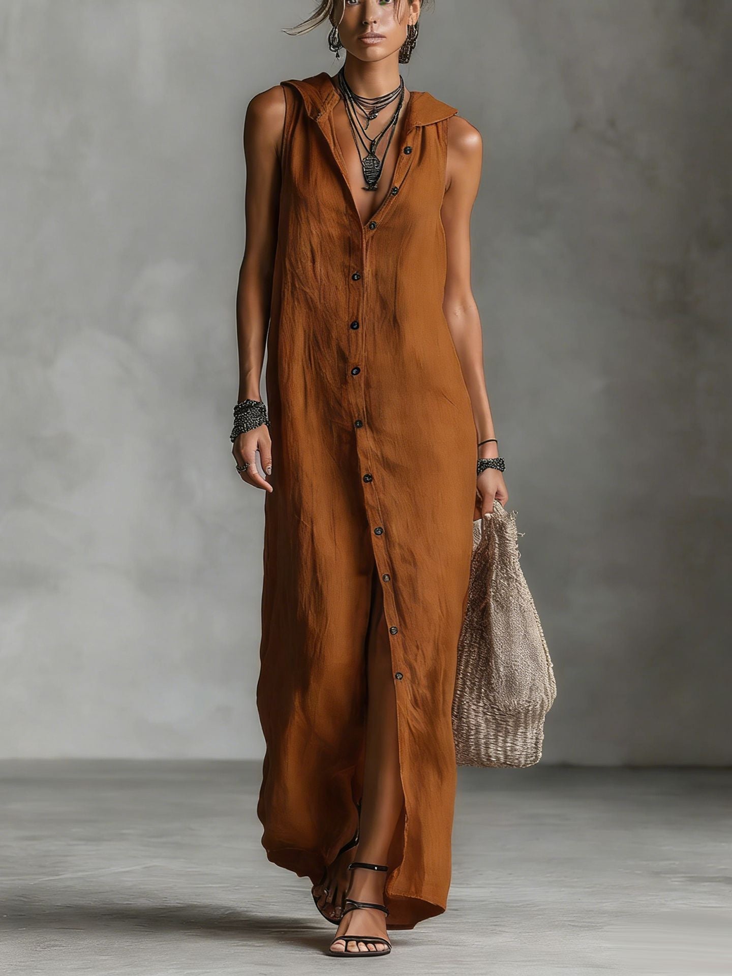 Patchwork Solid Color Long Dress