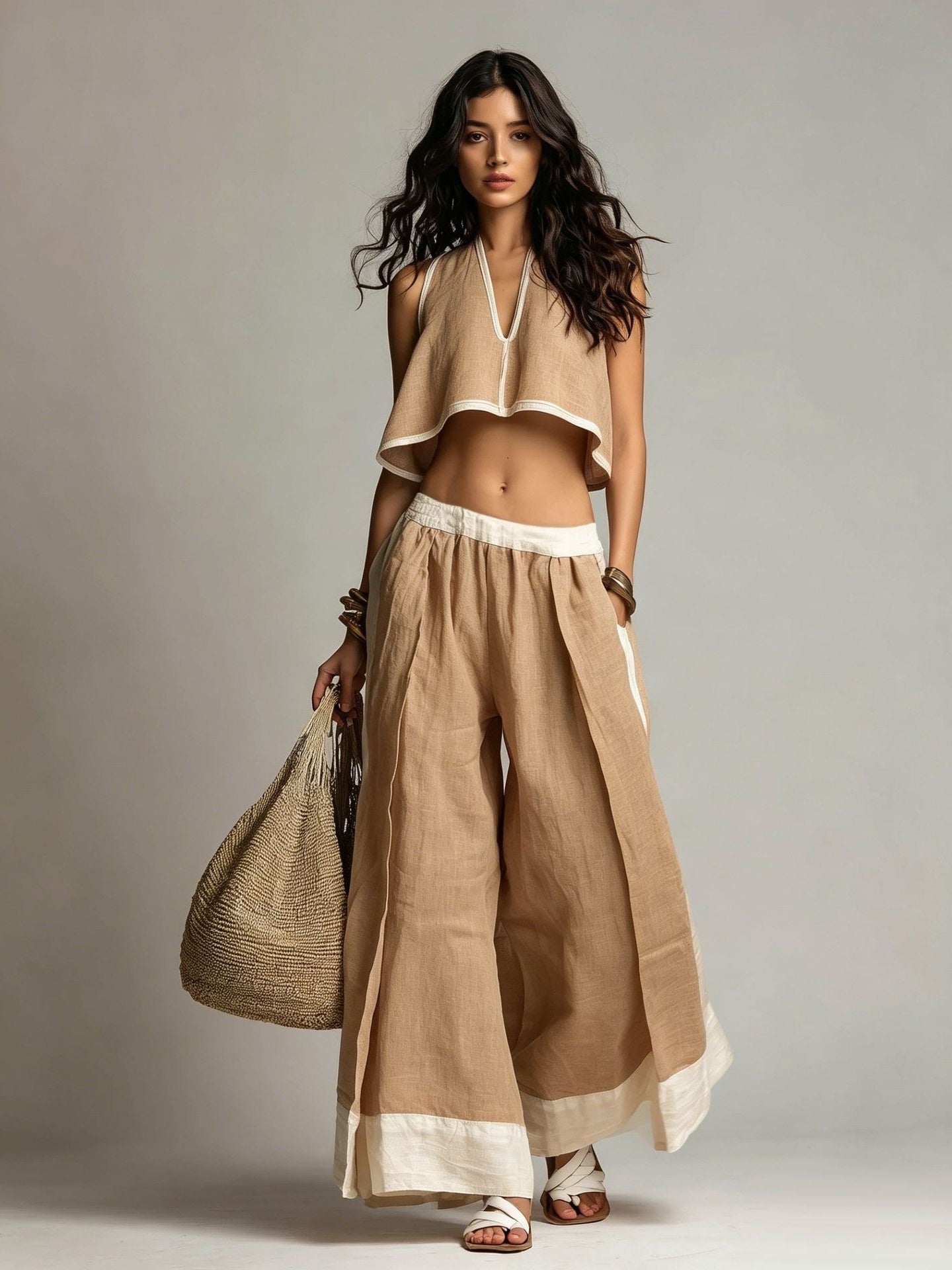 Two-piece Set With A Stylish Color Blocking Design