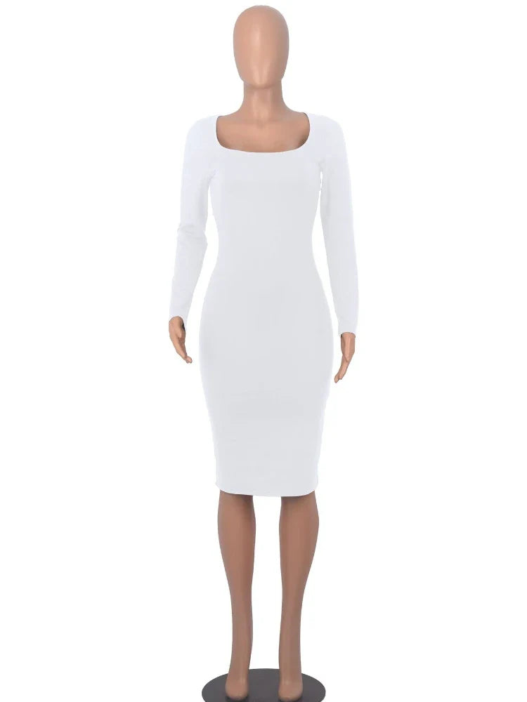 DressBetty - 2024 Classics Solid Collar Long-sleeved Vintage Sexy Bodycon Dress