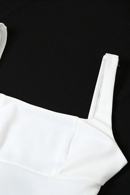 Wide Strap Scoop Back Tie Bow Pleated Skater Mini Dress