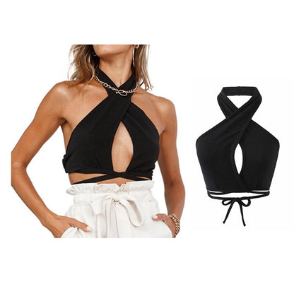 DressBetty - Backless Sleeveless Spaghetti Strap Halter Camis