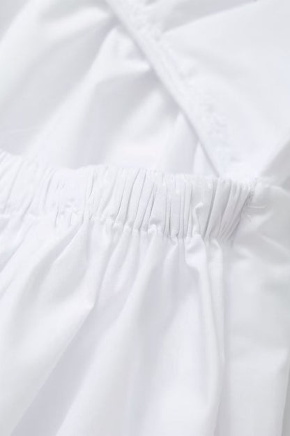 Scoop Back Spaghetti Strap Gathered Waist Backless Midi Dress
