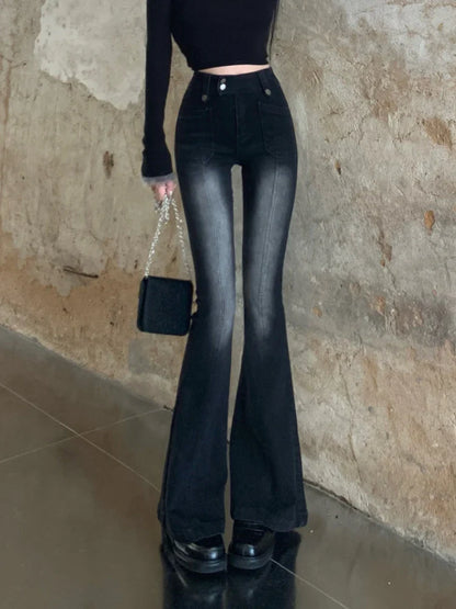 DressBetty - Chic Skinny Flare Winter Y2K High Waist Casual Jeans