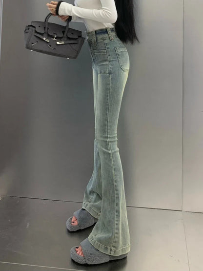 DressBetty - Chic Skinny Flare Winter Y2K High Waist Casual Jeans