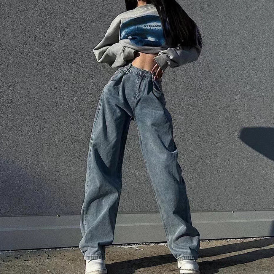 Julia Fashion - Women Baggy Jeans Streetwear Straight Pants