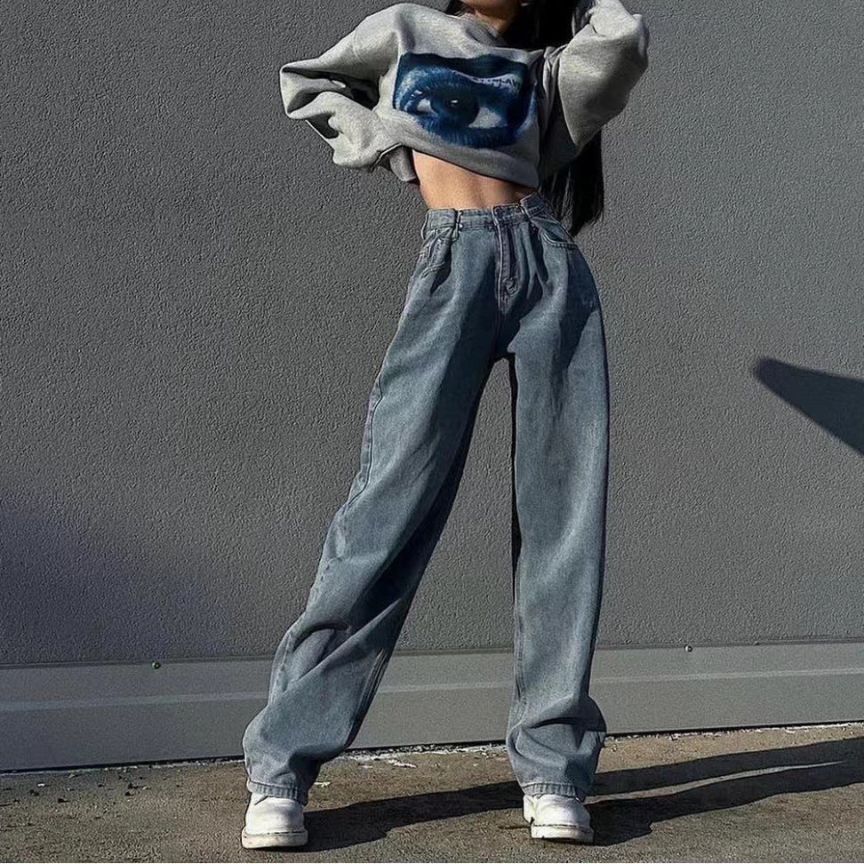 Julia Fashion - Women Baggy Jeans Streetwear Straight Pants