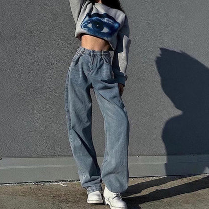 Julia Fashion - Women Baggy Jeans Streetwear Straight Pants