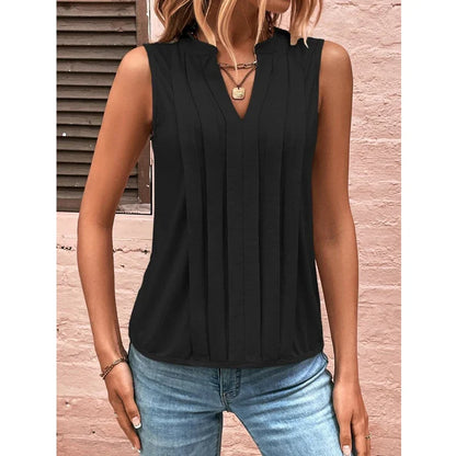 DressBetty - 2024 Elegant Ruffled Sleeveless V-Neck Tank Top