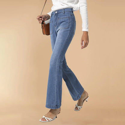 Julia Fashion - Women's Jeans  Spring Casual Wide Leg Denim Trousers