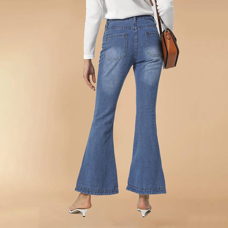 Julia Fashion - Women's Jeans  Spring Casual Wide Leg Denim Trousers