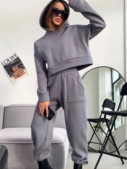 JuliaFashion - 2024 Sports Sweatshirt Two Piece Set