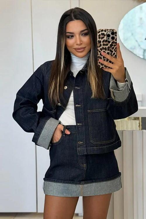 Women Denim Two Piece Set