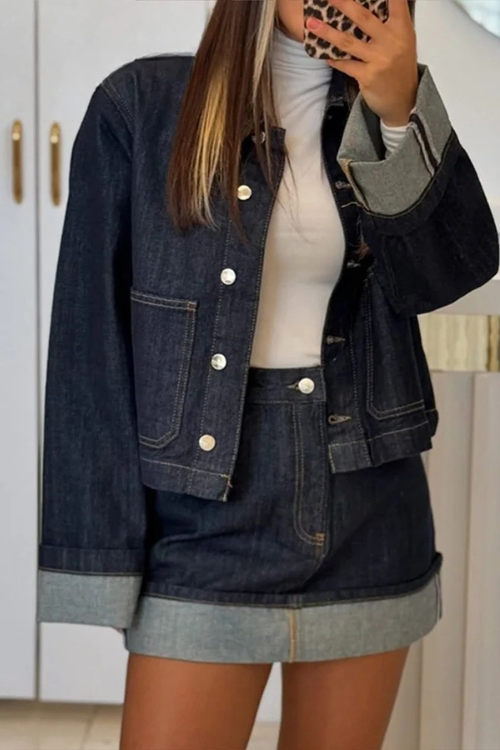Women Denim Two Piece Set