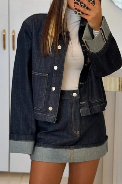 Women Denim Two Piece Set