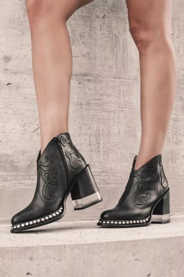 Women’s Ankle Boots Nude Block Heel