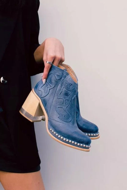 Women’s Ankle Boots Nude Block Heel
