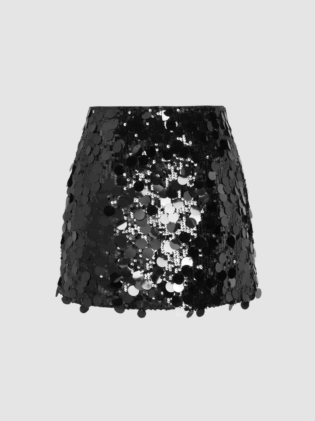 Women's Black Mini Skirt with Sequins