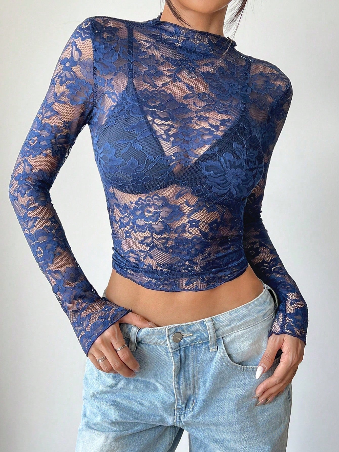 Women's Blouse - Cut Lace Fitted Design