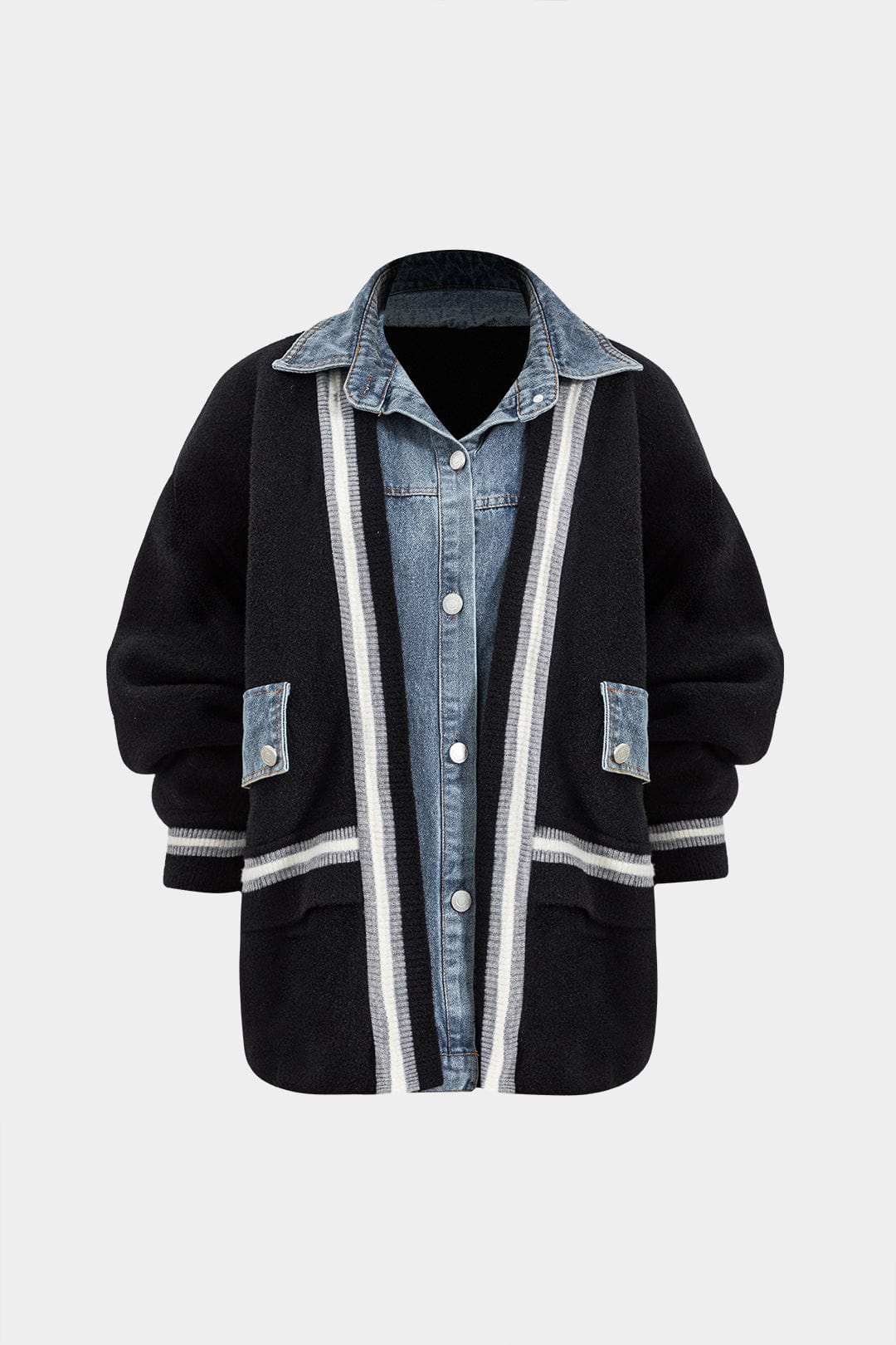Women's Cardigan Denim Knit Hybrid