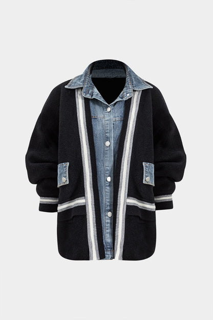 Women's Cardigan Denim Knit Hybrid