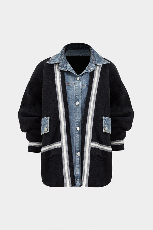 Women's Cardigan Denim Knit Hybrid