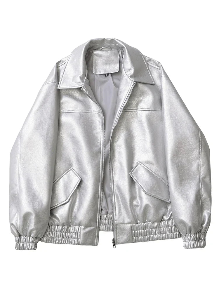 Faux Leather Zip Jacket | Relaxed Fit Short Coat
